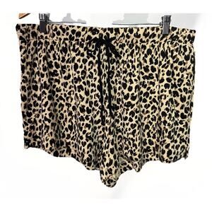 Auden Cloud Knit Sleep Shorts XXL Leopard Print Soft Lounge Pajamas NWT